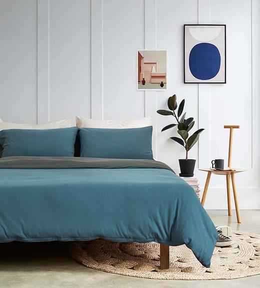 ins风天竺棉双色四件套纯棉被套床单床笠床品 商品图3