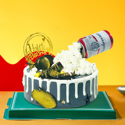 【百威生日蛋糕】-倾泻而下的奶油啤酒泡沫，为我们的情谊干杯 商品图0