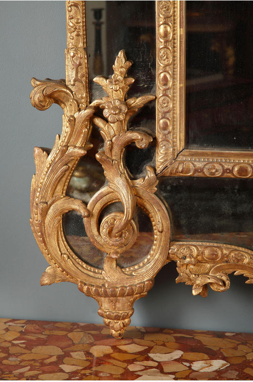 独角鹿西洋古董法国金叶鎏金浮雕叶板纹科林斯柱式木质长方挂镜 商品图4