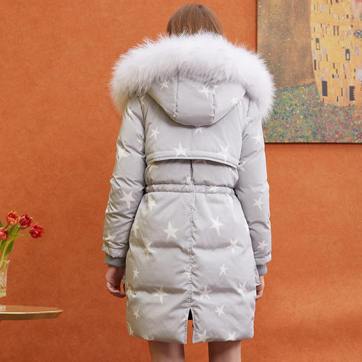 欧芮儿2019秋冬 羽绒服女中长款真毛领90绒直筒加厚外套 商品图1