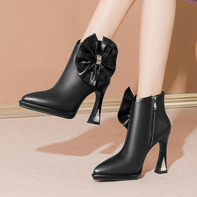 时尚蝴蝶结厚底，防水台高跟短靴 JZX-017-67