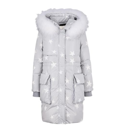 欧芮儿2019秋冬 羽绒服女中长款真毛领90绒直筒加厚外套 商品图3