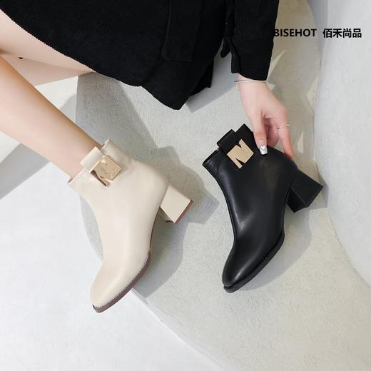 新品加绒粗跟显瘦矮靴427B25553 商品图5