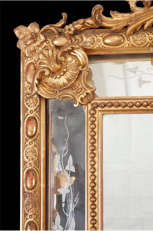 独角鹿西洋古董法国拿破仑三世时期金叶鎏金灰墁浮雕木质挂镜 商品图4