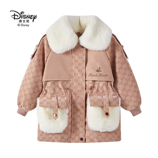 迪士尼2023皮革毛领儿童冬季加厚加绒服LD224s886 XHR 商品图2