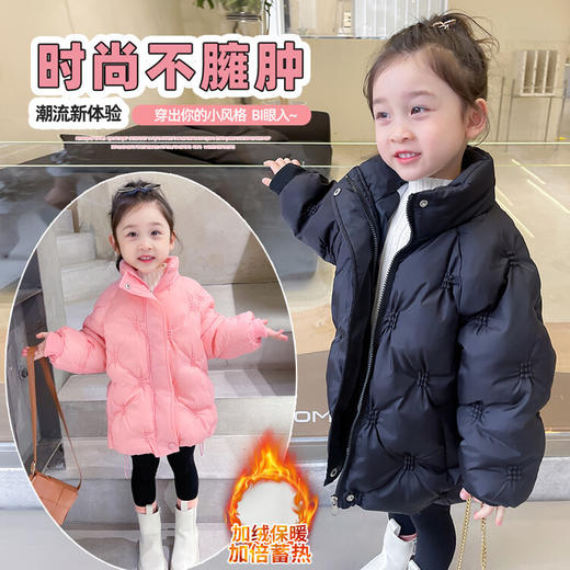 LJ-HX16 2022新款女孩羽绒棉服女童大中小宝宝加绒棉袄短款加厚洋气厚棉衣 商品图1
