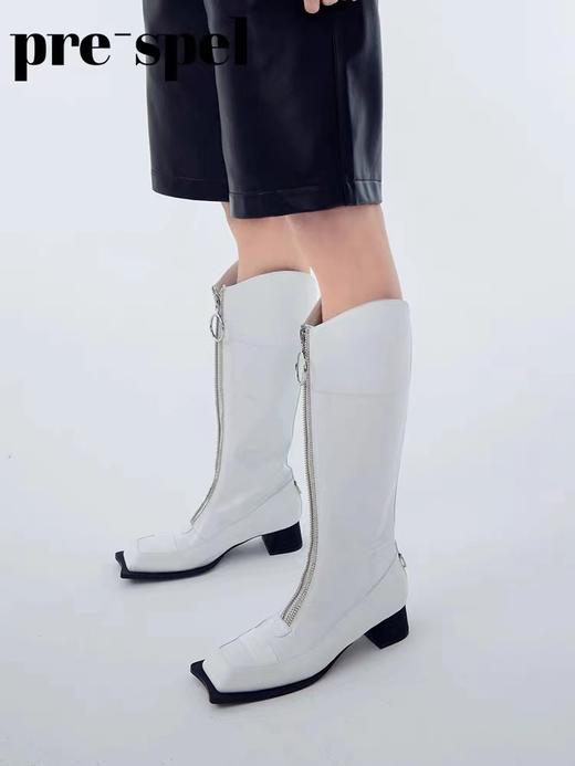 前置双层拉链方头长靴 商品图2