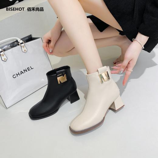 新品加绒粗跟显瘦矮靴427B25553 商品图1