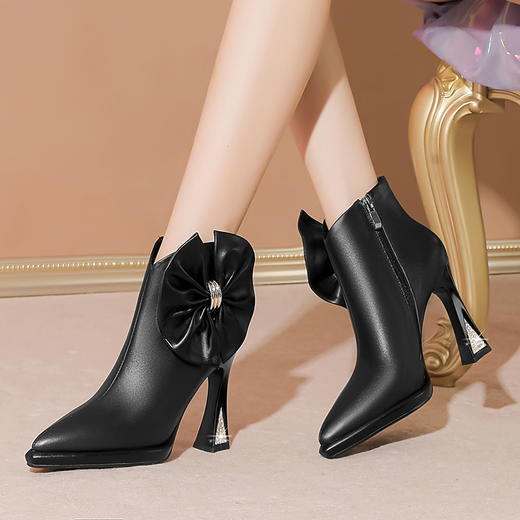 时尚蝴蝶结厚底，防水台高跟短靴 JZX-017-67 商品图1