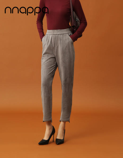 麂皮绒翻边烟管裤29200 商品图0