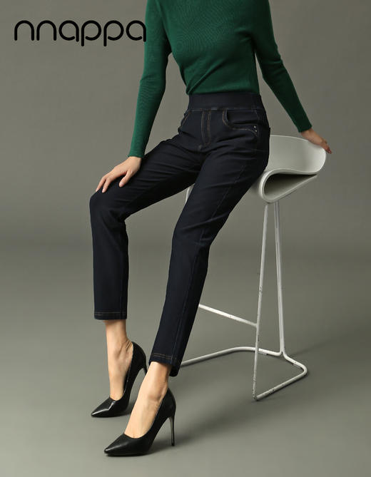 热熔岩牛仔抓毛中腰铅笔裤PA29222 商品图3