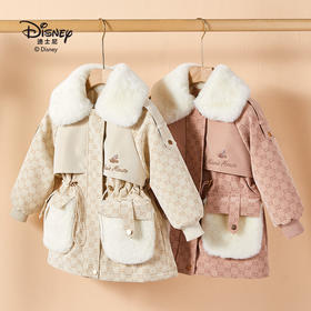 迪士尼2023皮革毛领儿童冬季加厚加绒服LD224s886 XHR