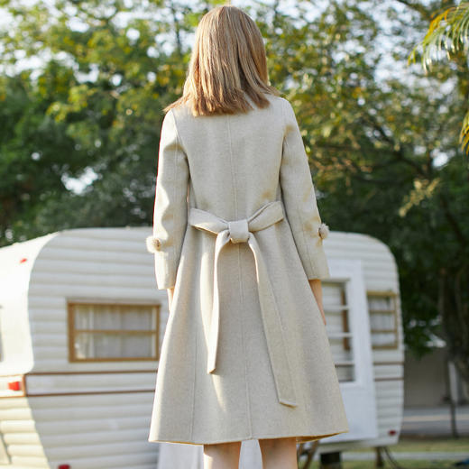 欧芮儿西装领双面呢毛呢外套女2018冬新款中长款过膝呢大衣 商品图1