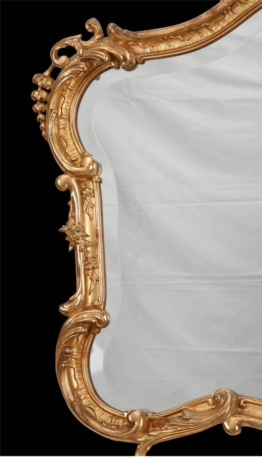 独角鹿西洋古董家居法国路易十五风格金叶鎏金灰墁浮雕木质挂镜 商品图1