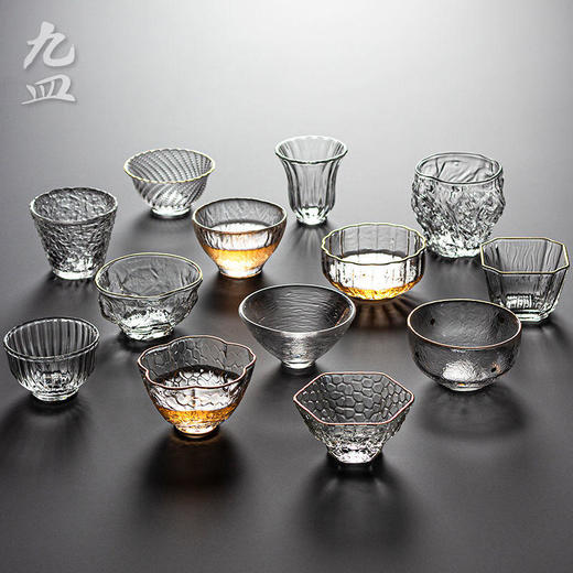 九皿高硼硅耐热玻璃茶杯日式锤纹品茗杯透明杯子酒杯家用功夫茶杯 商品图0