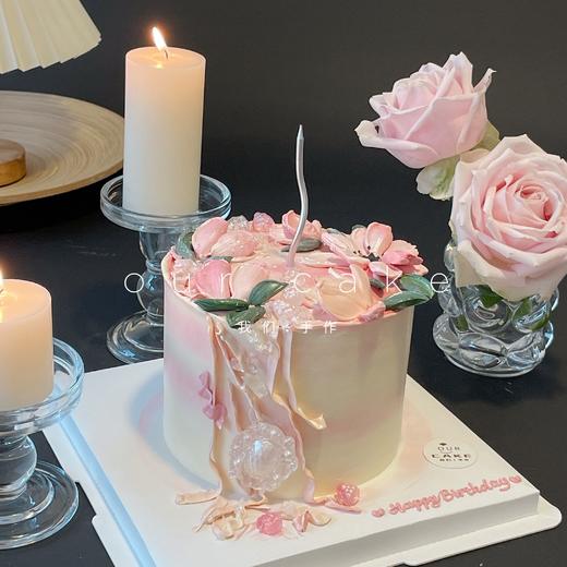 粉色花朵刮刀花微加高蛋糕-低糖处理无添加 商品图1