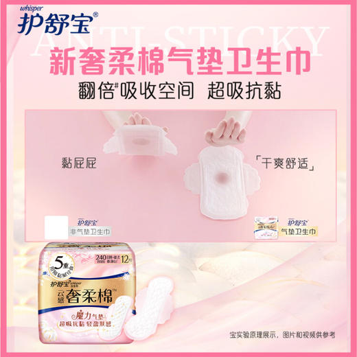 护舒宝云感奢柔棉气垫卫生巾日用240mm 12片超吸抗黏腻姨妈巾淡香型 商品图2