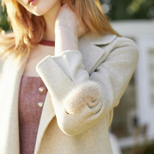 欧芮儿西装领双面呢毛呢外套女2018冬新款中长款过膝呢大衣 商品图2