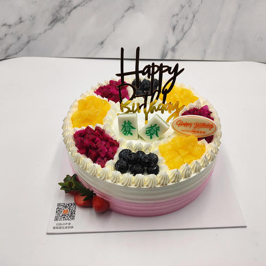 味美特新款“麻将水果蛋糕”精彩与你一起分享，麻将是巧克力，可以食用的-蛋糕夹层是果酱儿【三选一】+扁桃仁巧克力脆脆搭配 商品图2