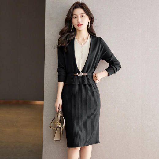 韩版温柔风，假两件套包臀针织连衣裙CC-22-3678 商品图6