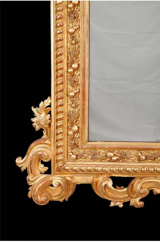 独角鹿西洋古董意大利巴洛克风格金叶鎏金灰墁浮雕大型木质挂镜 商品图2