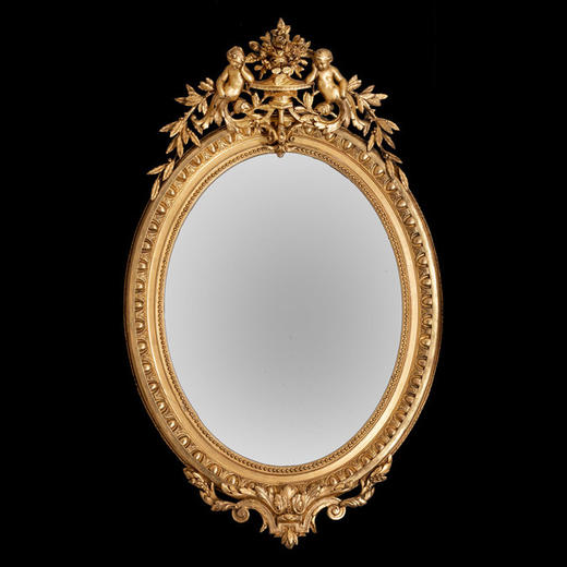 独角鹿西洋古董法国金叶/铜叶鎏金灰墁浮雕木质大型欧式奢华挂镜 商品图4