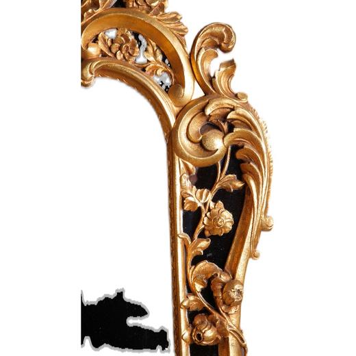 独角鹿西洋古董路易十五风格花卉涡卷金叶鎏金灰墁浮雕木质挂镜 商品图4