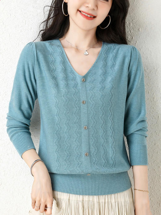 MZ 12079针织衫薄款毛衣女V领洋气百搭打底衫 商品图1