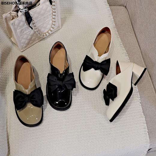 新品粗跟漆皮百搭小单鞋991B23556 商品图0