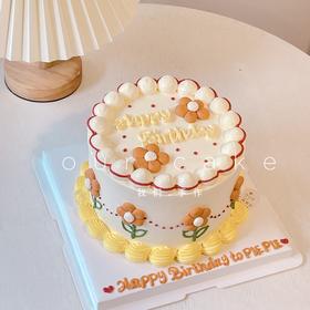 黄色小花复古蛋糕-低糖处理无添加