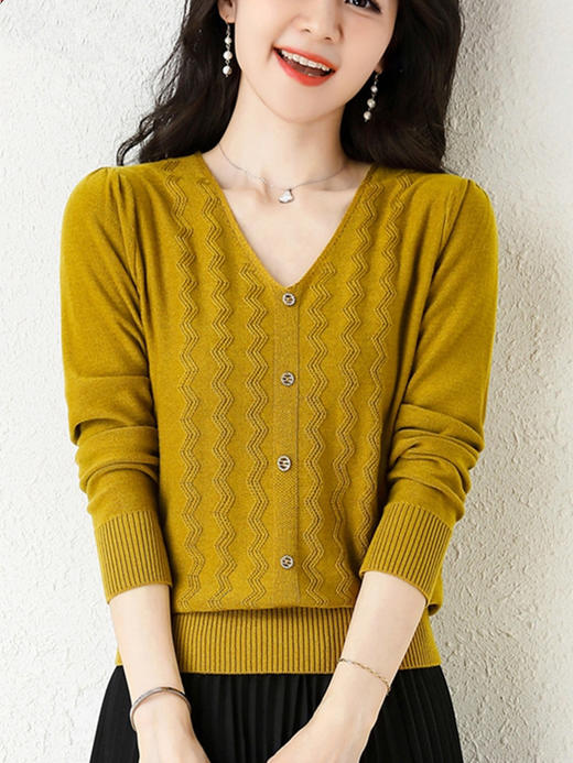MZ 12079针织衫薄款毛衣女V领洋气百搭打底衫 商品图2