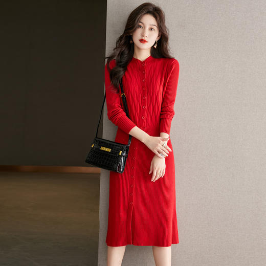 法式气质中长款打底内搭毛衣裙针织连衣裙CC-22-3660 商品图7