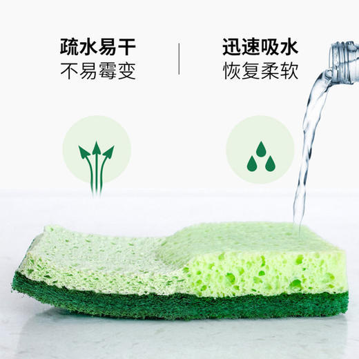 「独立包装！10个装」木浆海绵洗碗海绵擦块 双面厨房用品清洁工具木浆棉百洁布吸水抹布 商品图2
