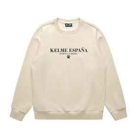 卡尔美圆领加绒卫衣男女冬新款宽松休闲运动加绒情侣装