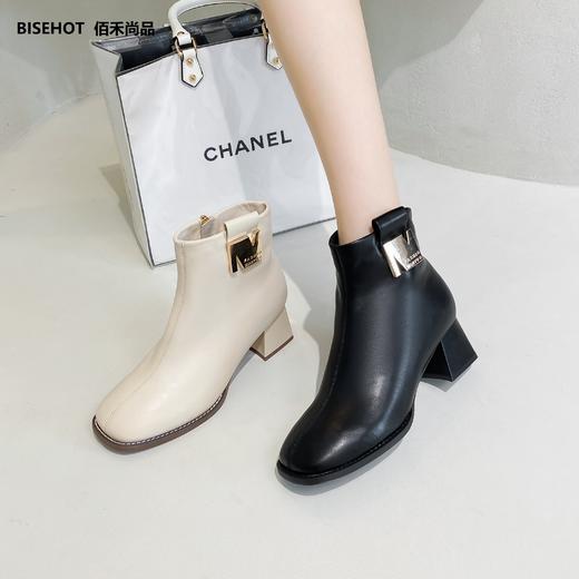 新品加绒粗跟显瘦矮靴427B25553 商品图8