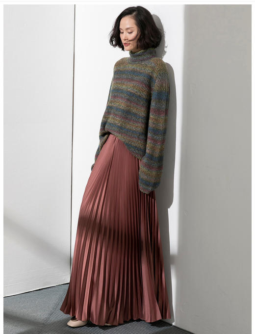 “彩虹”颈袖添香品牌2024秋冬针织毛衣新款圆领女修身显瘦打底衫女长袖彩虹羊绒衫J93E4061 商品图2