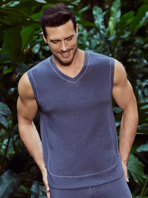 6FIVU男士V领无痕打底背心无袖可外穿暖衣上衣（11.16） 商品图1