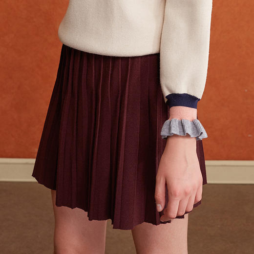 欧芮儿2017秋装新款显瘦收腰百褶半身裙女短款 商品图1