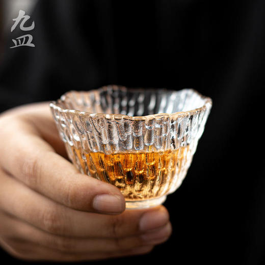 九皿高硼硅耐热玻璃茶杯日式锤纹品茗杯透明杯子酒杯家用功夫茶杯 商品图3