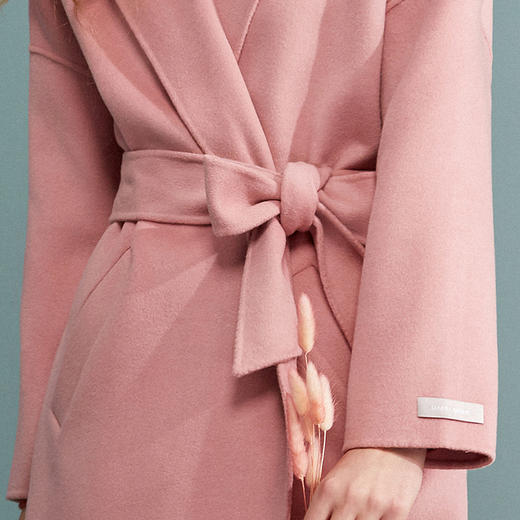 欧芮儿欧芮儿2017冬新款双面呢粉色毛呢外套女中长款 商品图2