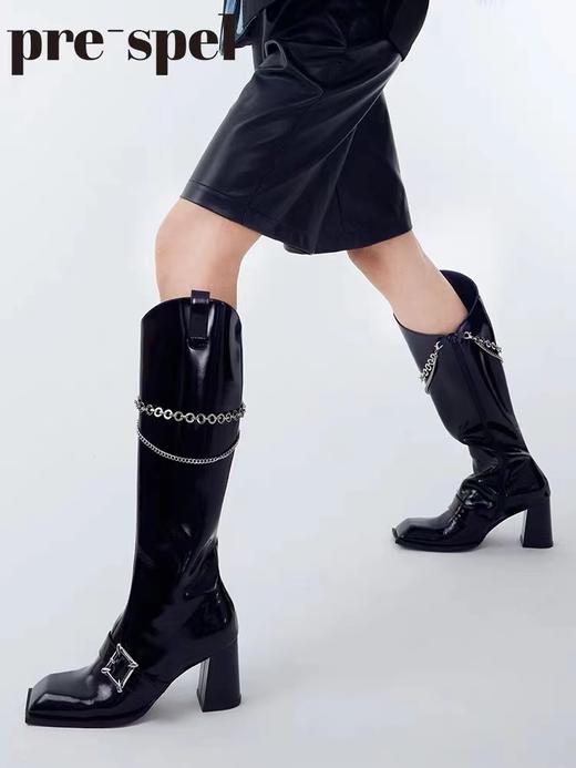 挂链方头中跟长靴 商品图1