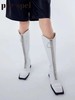 前置双层拉链方头长靴 商品缩略图1