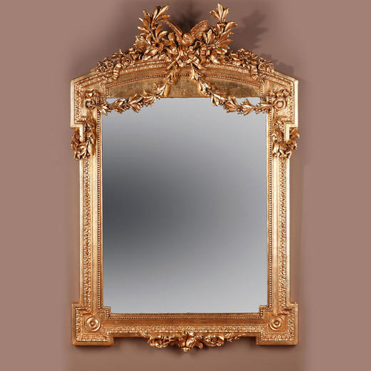 独角鹿西洋古董法国金叶/铜叶鎏金灰墁浮雕木质大型欧式奢华挂镜 商品图0