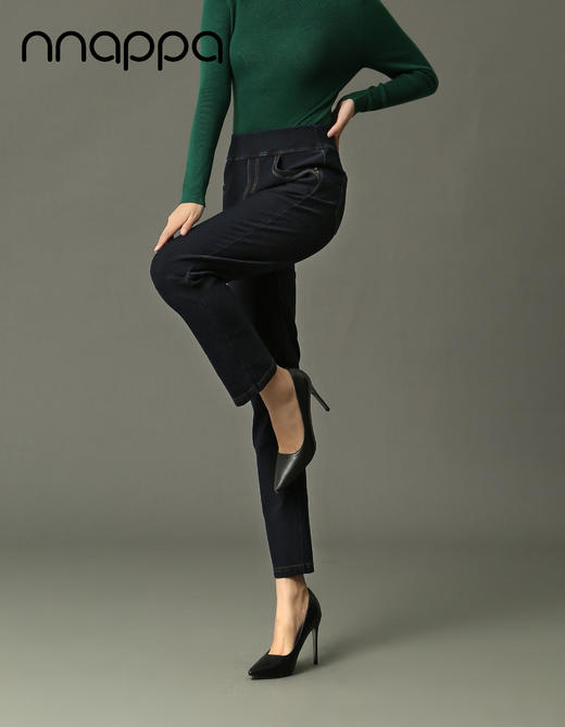 热熔岩牛仔抓毛中腰铅笔裤PA29222 商品图2