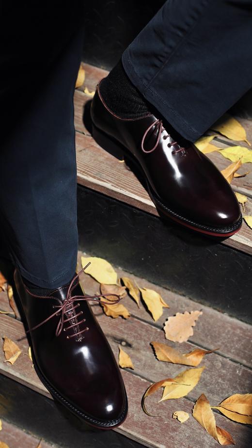 限时特价——西班牙原产经典舒适男士全切皮经典正装鞋阿尔贝尼兹 ALBENIZ-酒红色 商品图10