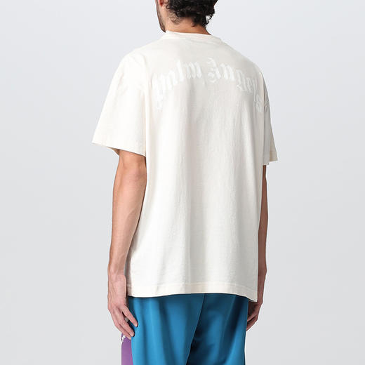 PALM ANGELS 棕榈天使 男士棉质断头熊徽标印花圆领短袖T恤 米黄色 PMAA001F22JER005 0460 商品图1