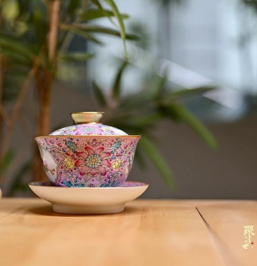 珐琅彩喜上眉梢盖碗 商品图0