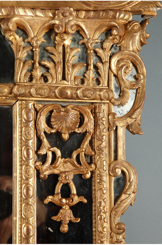 独角鹿西洋古董法国金叶鎏金浮雕叶板纹科林斯柱式木质长方挂镜 商品图2