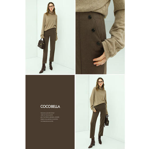 COCOBELLA复古英伦风小脚休闲裤宽松遮胯通勤OL西裤PA532 商品图3