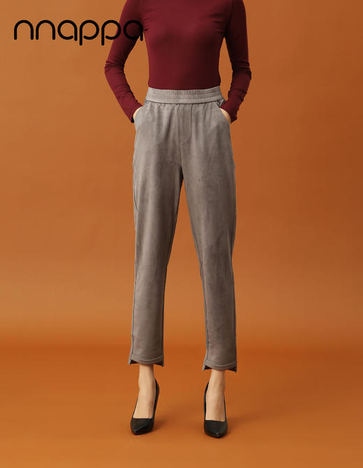 麂皮绒翻边烟管裤29200 商品图1